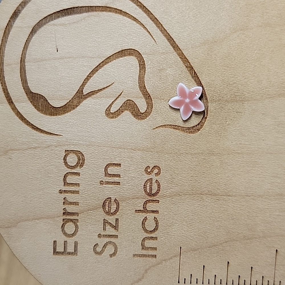 Plumeria Flower Ceramic Stud Earrings - Picture 4 of 8